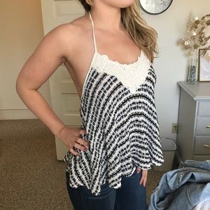 Francesca's Black and White Halter Top